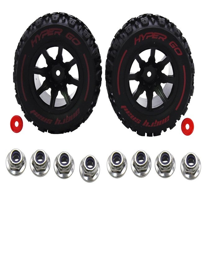 Blomiky 14300E1 12mm Hex-Hole 3.5 * 1.65 Inch Wheel Assembly Tire Set Accessories Suitable for 1/14 1/16 Hyper Go 14210 14211 H14BM H16BM H16PL 16208 16209 RC Trucks / 14210 Tire and Locknut - Image 1
